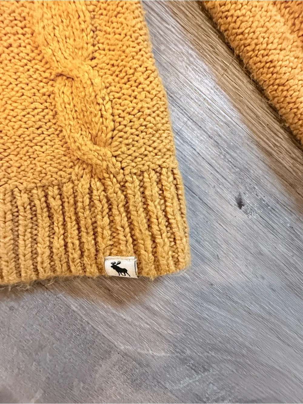 abercrombie kids Mustard Color Cable Knit Crewneck Sweater